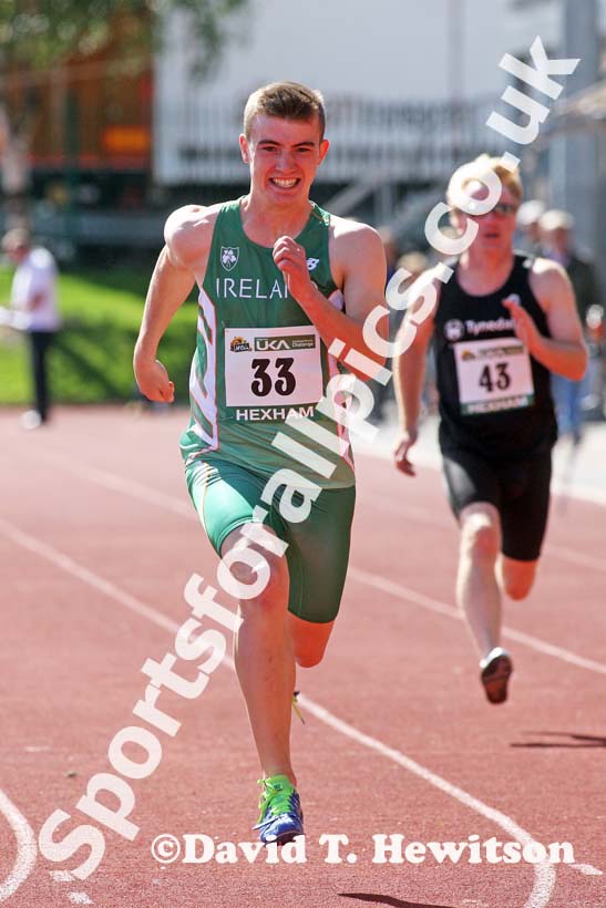 Shane Aston (Trim AC) in the 100 metres decathlon during the Hexham Decathlon and Heptathlon.